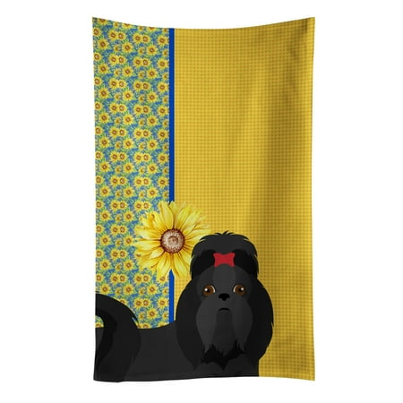 Summer Sunflowers Black Shih Tzu Kitchen Towel