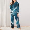thumbnail image 2 of Fotbe Ice Blue Ocean Cute Dolphin A Conjunto de Pijama de Manga Larga para Mujer con Estampado, Ropa de Dormir de 2 Piezas, Conjunto de Casa Suave y Cómodo con Bolsillos-Medium, 2 of 7