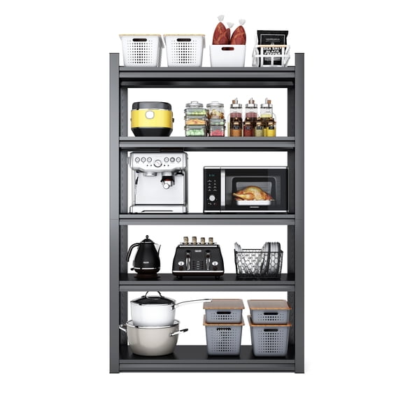 2000LBS Heavy Duty 5 Tier Metal Storage Shelves, 31.5"W x 15.7"D x 63"H Adjustable Industrial Shelving Unit, Utility Storage Rack for Garage, Black