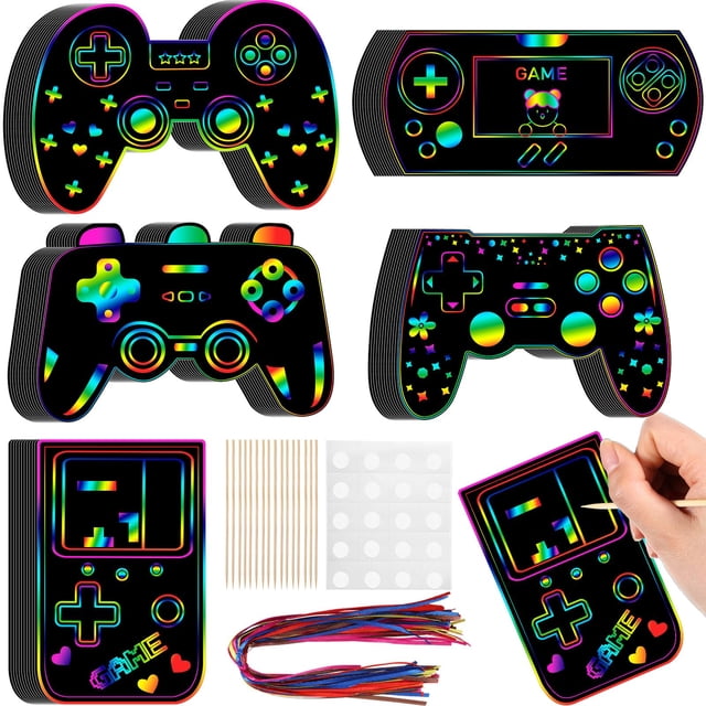 Juego de rasca y gana, divertido videojuego redondo, 60 piezas, obsequios para fiestas
