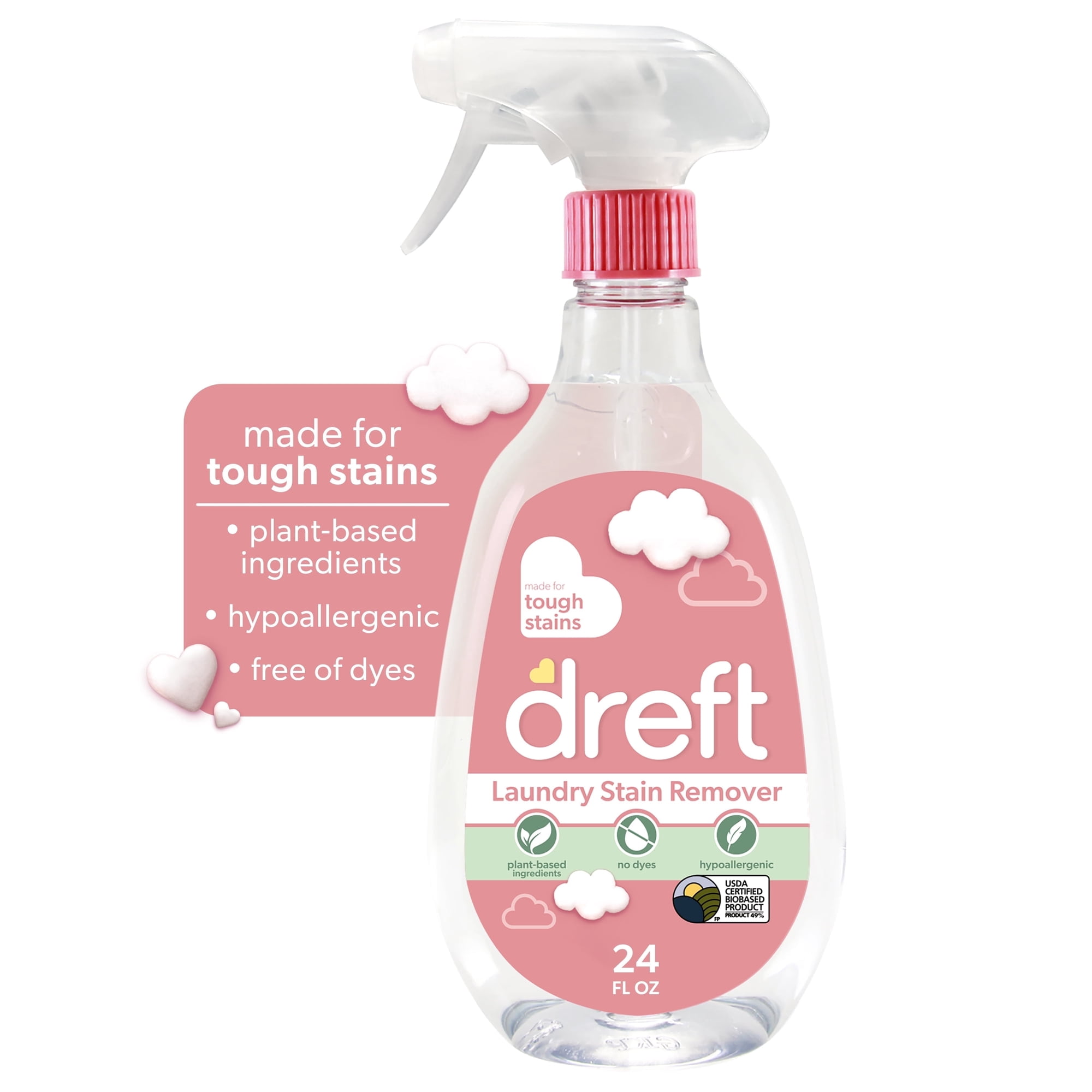 Dreft Stain Remover for Baby Clothes, Fragrance Free and Hypoallergenic Baby Stain Remover Spray , 24 Fl Oz