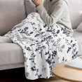 thumbnail image 3 of Grey Black Botanical Blanket Soft Cozy Warm Throw Blanket for Couch, Plush Fuzzy Flannel Fleece Blankets for Sofa, Watercolor Spring Floral Summer Leaf Bed Blankets Lightweight Gifts for Men, 50"x80", 3 of 9