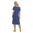 thumbnail image 3 of WBQ Women's Nightgown Short Sleeve Polka Dot Sleepshirts Spring Summer Loungewear House Dress with Pockets Soft Comfy Button Nightshirt Henley Nightdress, Blue S-XXL, 3 of 9