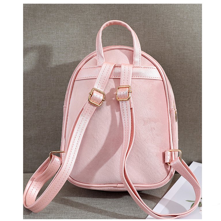 Cute Velvet Small Backpack School Bag for Teenage Girls Fashion Travel  Backpack,Pink 