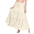 thumbnail image 3 of Zenana Women & Plus Boho Elastic Drawstring Waist Tiered Ruffle A-Line Woven Maxi Skirt, 3 of 4