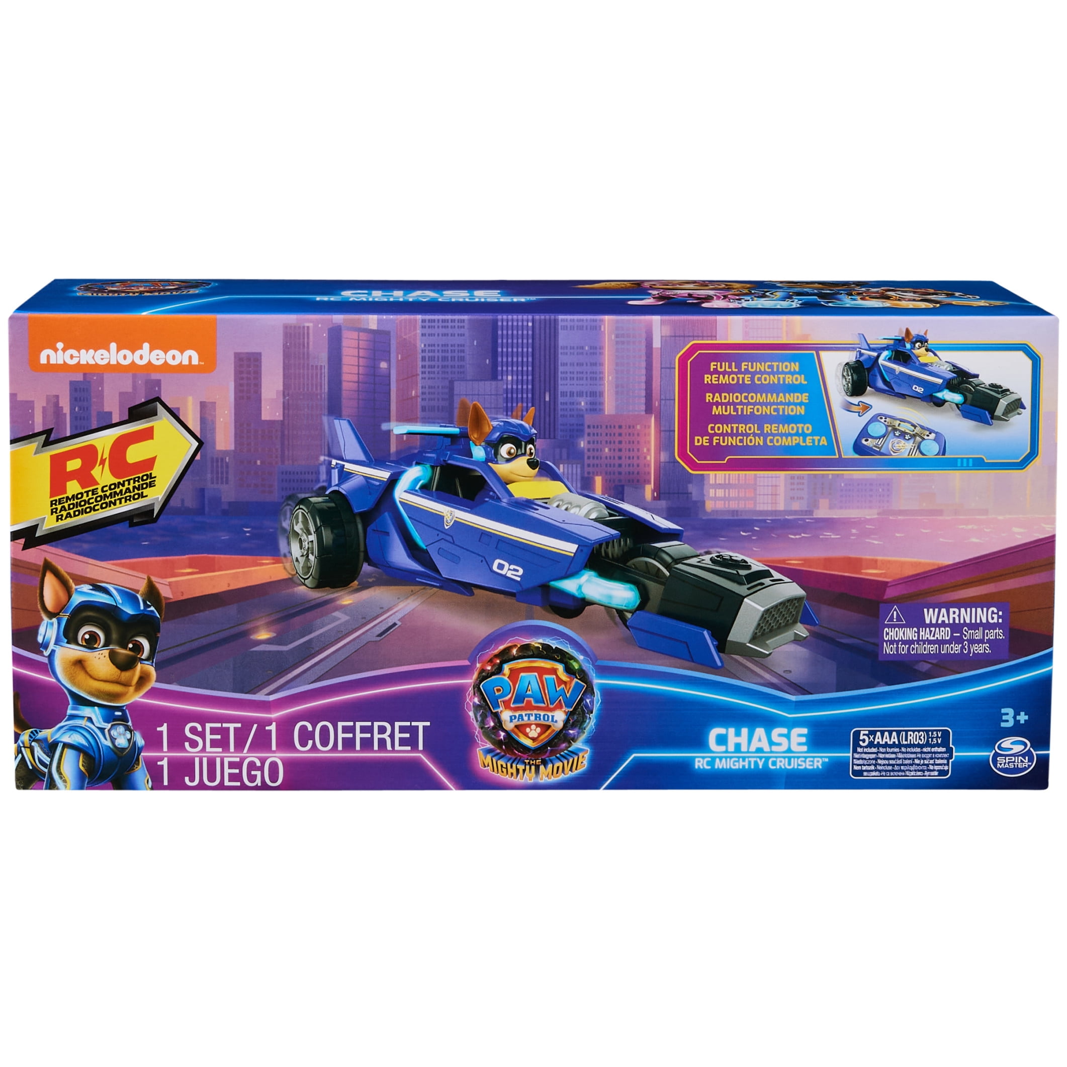 PAW Patrol: The Mighty Movie, Remote Control Car with Molded Mighty Pups Chase, Kids Toys for Boys & Girls 3+