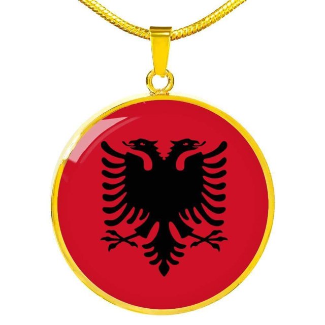 Collier Drapeau Albanie en Acier Inoxydable Ou or 18 Carats 18-22"