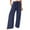 Navy, variant on Huowey Pants for Women Daily Mid Waist Pockets Elastic Waist Solid Color Loose Pants Casual Long Trousers