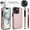 thumbnail image 4 of Detachable Wallet Case for iPhone 15 RFID Blocking Card Slots Holder Premium PU Leather Magnetic Kickstand Shockproof Removable Flip Protective Cover 6.1 inch, Rosegold, 4 of 11