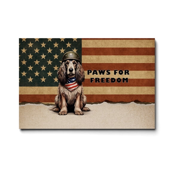 Freedom Paws Patriotic Afghan Hound Vintage Memorial Day Horizontal Matte Canvas Poster Dog Lover Wall Art Home Decor - 12006