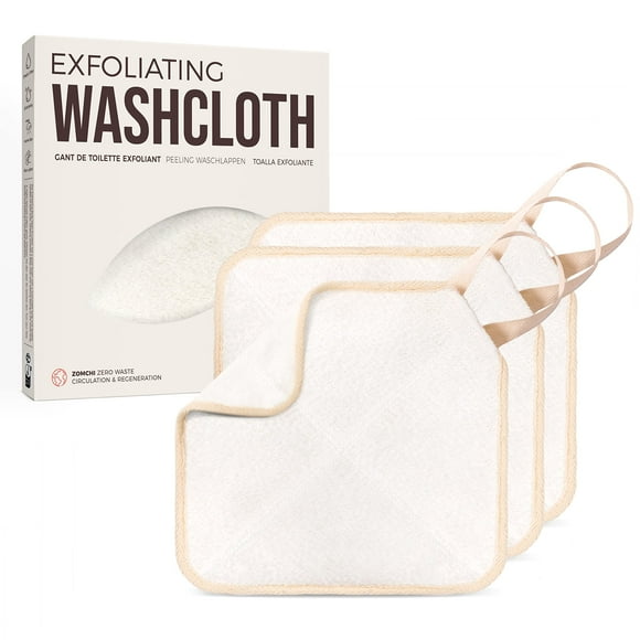 Toallita exfoliante ZOMCHI para rostro y cuerpo (blanca, paquete de 3)