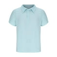 thumbnail image 5 of Dagugfen Tops for Men Plus Size Button Lapel V Neck Loose Solid Color Casual Work Short Sleeve Tee Shirts, 5 of 5