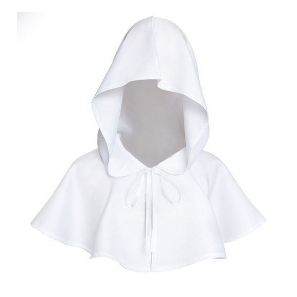 Inteprter Fiesta de Halloween Capucha Decoración Mujeres Hombres Chal Adultos Poliéster Medieval Capucha Sombrero Foto Prop Festival de Kits de decoración para fiestas Blanco