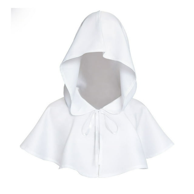 Billuyoard Fiesta de Halloween Banquete Capucha Decoración Capa Mantón Decoración Adultos Medieval Cowl Hat Photo Prop Holiday Festival Accesorio Kits de decoración para fiestas Blanco Billuyoard HA069098-01