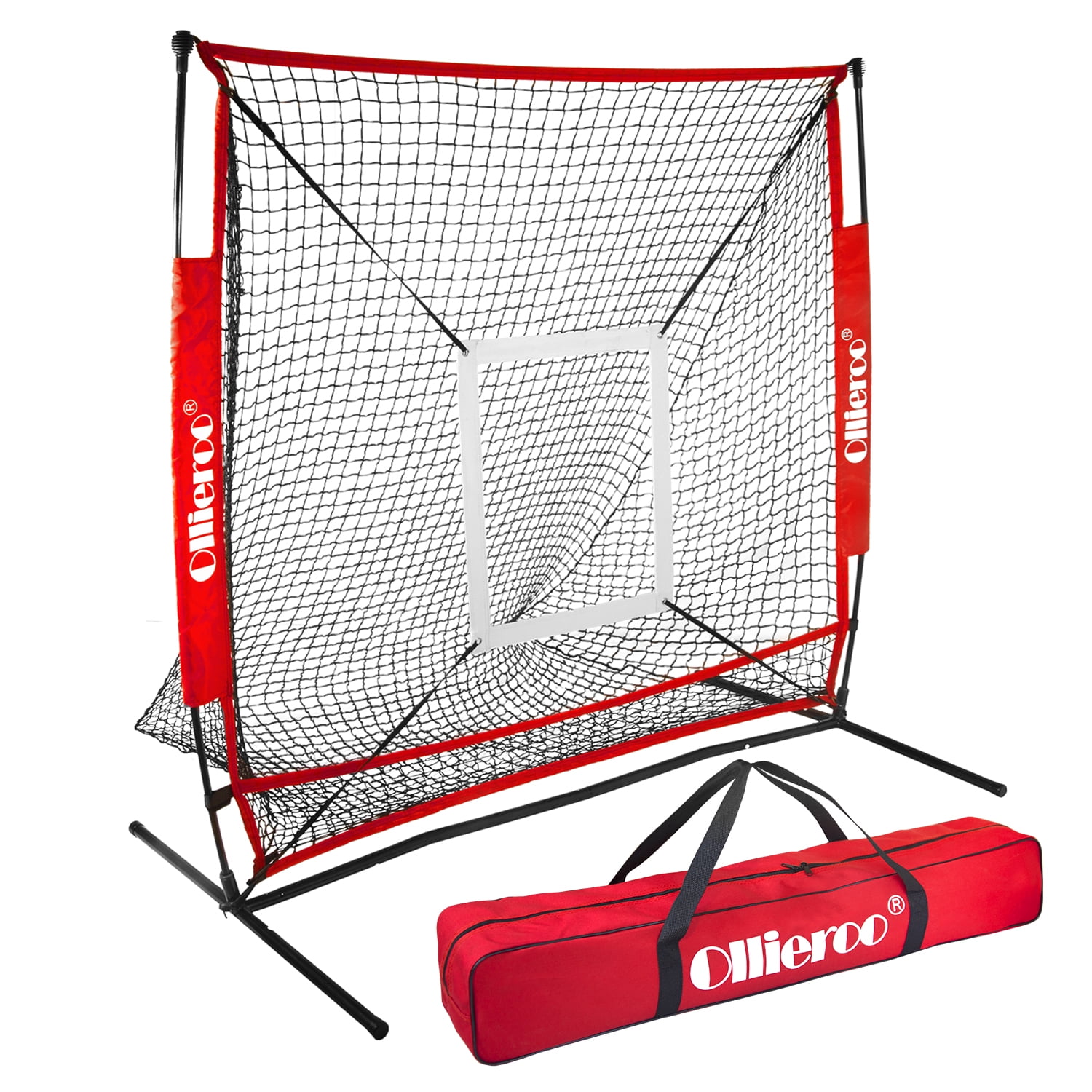 Ollieroo 5 x 5 FT Baseball & Softball Practice Net with Strike Zone and Carry Bag