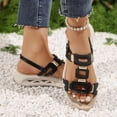 thumbnail image 6 of Xdegoge Womens Sandals Casual Summer Open Toe Gladiator Ankle Strap Sandals Geometric Cutout Flexible Sporty Flatform Walking Shoes, 6 of 9