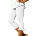 thumbnail image 2 of Mifsaly Capris Leggings for Women Ruffle Hem High Waisted Yoga Capri Pant Slim Fit Soft Comfortable Stretchy Running Athletic Workout Outfits White,M, 2 of 7