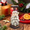 thumbnail image 4 of WMGHA Santa and Snowman Candlestick Carved Wood-Look Decorative Pillar Candle Holder Stand w/Traditional Santa Head Christmas Decor - Rustic Classic Elegant Mantel,Table Centerpiece Home Decor, 4 of 9
