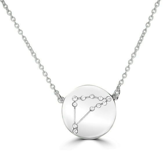 Sterling Silver Aries Zodiac Crystal Pendant Necklace, 16 Inches