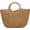 Khaki Brown, variant on Straw Bags for Women,Hand-woven Straw Large Bag Round Handle Ring Tote Retro Summer Beach Rattan bag