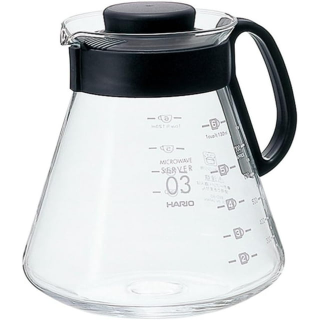 Hario V60 Glass Range Coffee Server Pour Over Carafe Microwave Safe 800mL, Black