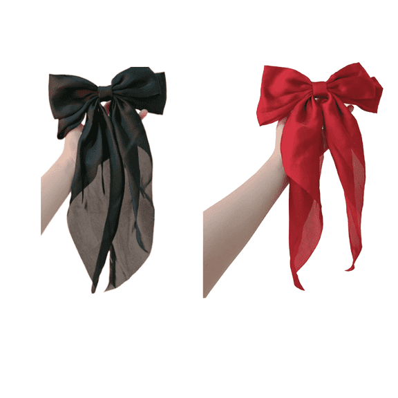 RAGUPEL 2 Pcs Bows for Women,Velvet Texture Hair Bows for Girls,Bow Accent Secure Clip Big Bows for Girls,White&Red