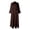 Coffee, variant on Dresses for Women Women's Elegant Casual Wrap Front Button Dress V Neck Long Sleeve with Flowy A Line Skirt for Everyday Wear Solid Maxi Black L