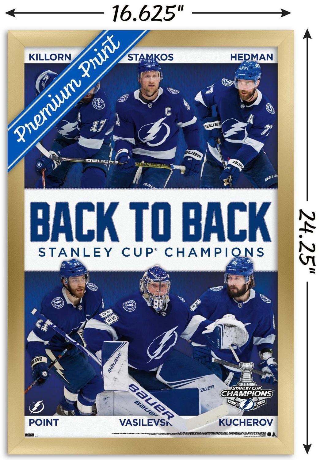 NHL Tampa Bay Lightning - 2021 NHL Stanley Cup Champions Wall Poster, 22.375" x 34" Framed
