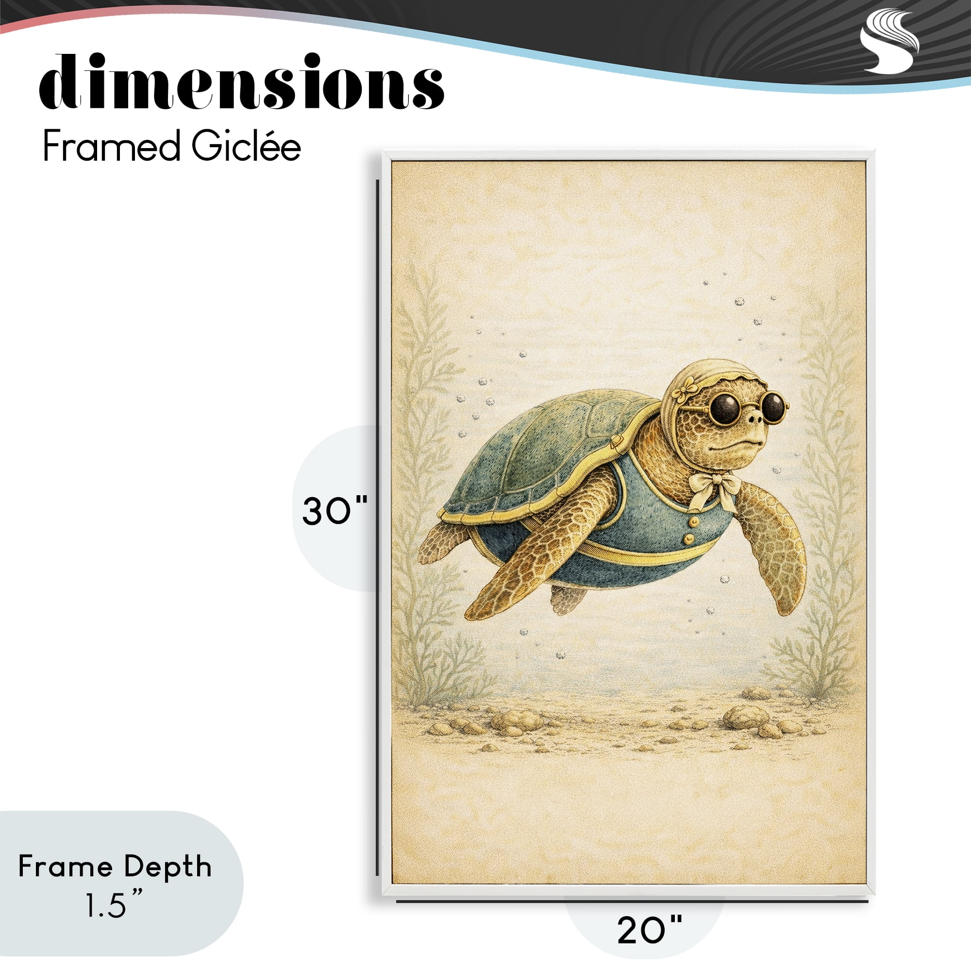 Stupell Industries Maritime Bathing Society Turtle White Framed Giclee Art, design by Grotto Studios