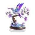 thumbnail image 2 of Handmade 2D Acrylic Bird Tabletop Ornament, Spring Decorations for Home, Spring Table Centerpiece, Kitchen Table Decor Centerpiece, 8X8 Inch Colorful Hummingbird with Purple, 2 of 7