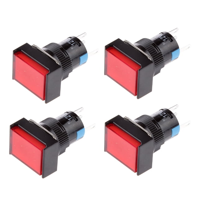 Interruptor de circuito eléctrico con botón pulsador de automático momentáneo rojo 250V 4 paquetes Cola interruptor de botón LED