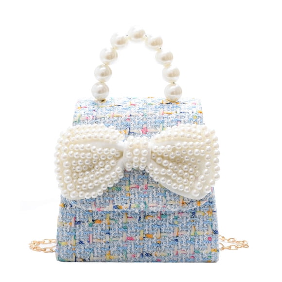 Bolso de hombro individual para niños, moderno, con lazo de perlas, bandolera, monedero