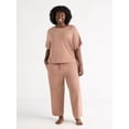 thumbnail image 2 of Joyspun Women's French Terry Short Sleeve Top and Capri Pants Pajama Set, 2-Piece, Sizes XS-3X, 2 of 2