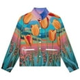 thumbnail image 4 of Jackets for Women Winter Coat Jackets Flannel Stand Collar Jacket(Vibrant Tulip Garden Art,Size:S-4XL), 4 of 7