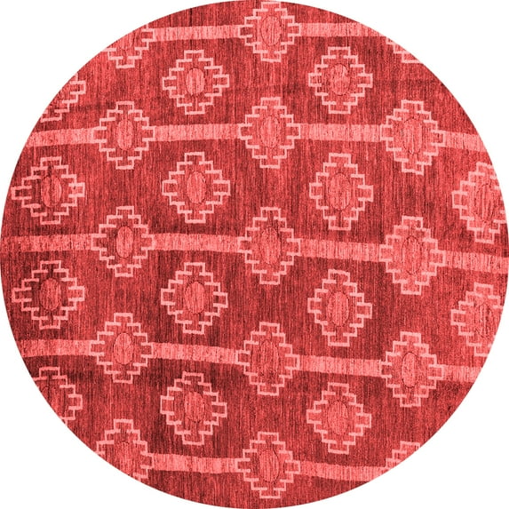 Ahgly Company Indoor Round Abstract Red Modern Area Rugs, 6' Round