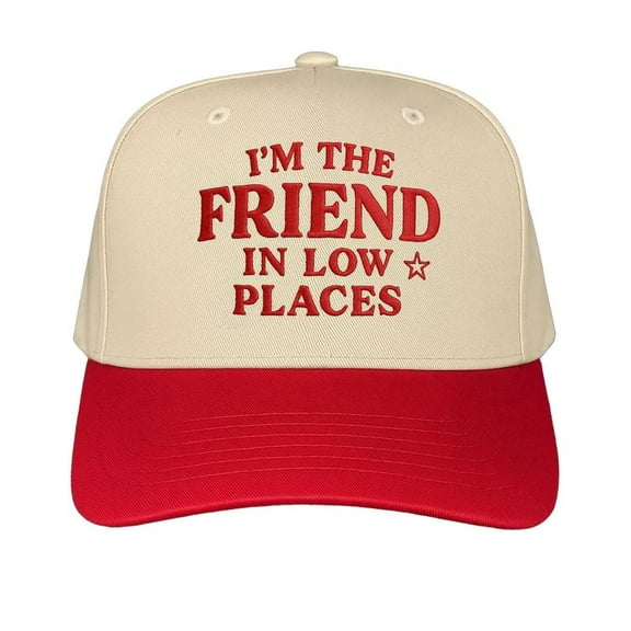 I’m The Friend In Low Places Hat, Fun Embroidered Trucker Cap with Adjustable Snapback, Statement Baseball Hat for Men and Women, Great for Casual Style, Concerts and Gift Giving