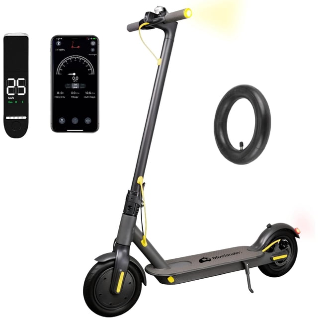Scooter Eléctrico Bluelander E9 Pro Plegable Velocidad 30 KM/H Freno de Disco Luz LED Amarillo