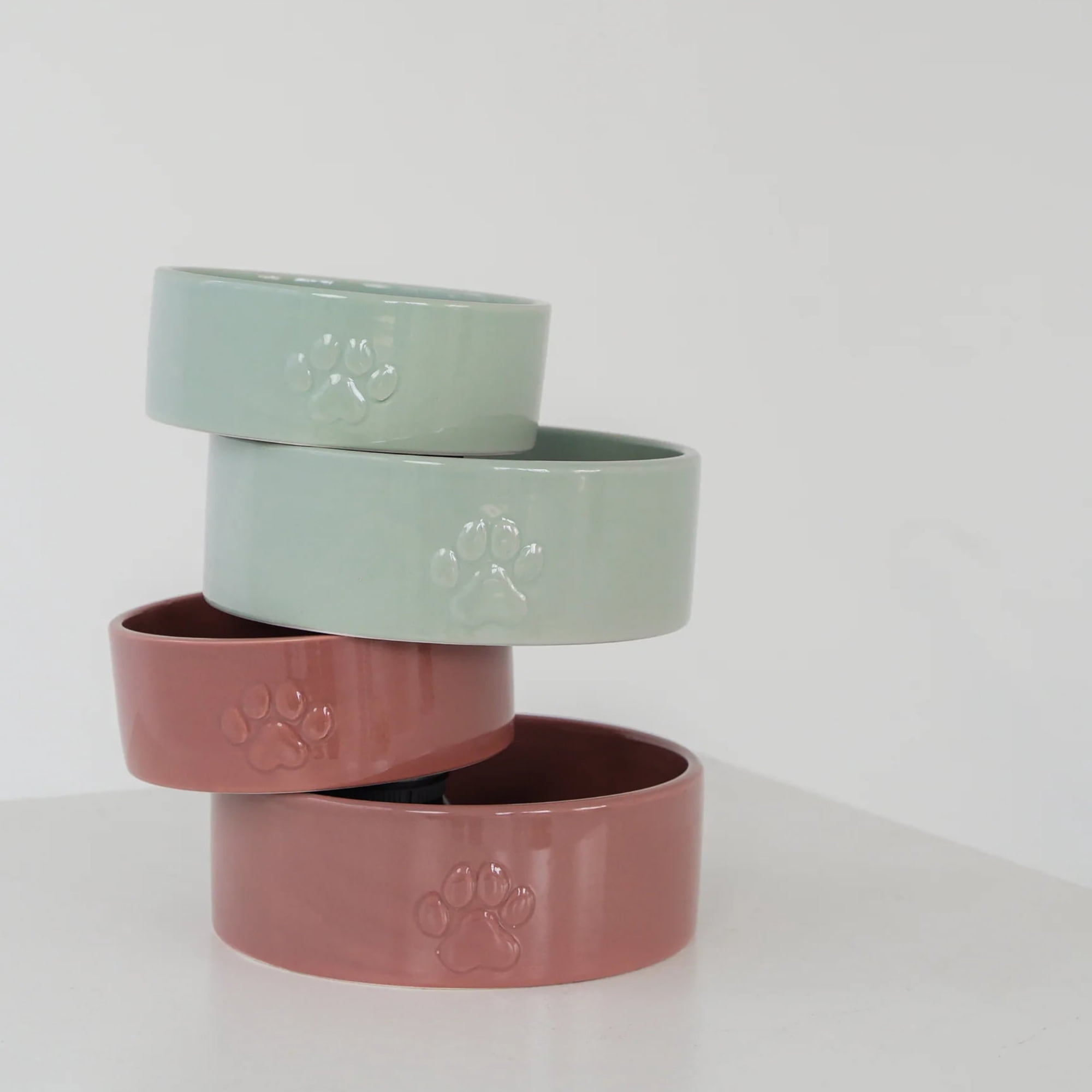 Dexypaws: Ceramic Dog Bowl: Blush Pink - 26oz - Pet Feeding Dish, Meals, Food & Water, Dishwasher Safe, Non-Toxic, Non-Tip Design, Stylish Paw Print
