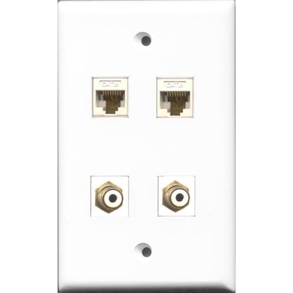 RiteAV - 2 Port RCA White 2 Port Cat6 Ethernet White Wall Plate