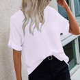 thumbnail image 5 of Delayuji Summer Shirts for Women Loose Fit Business Casual Short Sleeve Cotton Linen Shirt Purple Xl Cotton and Linen Short Sleeve Shirts for Women, 5 of 9