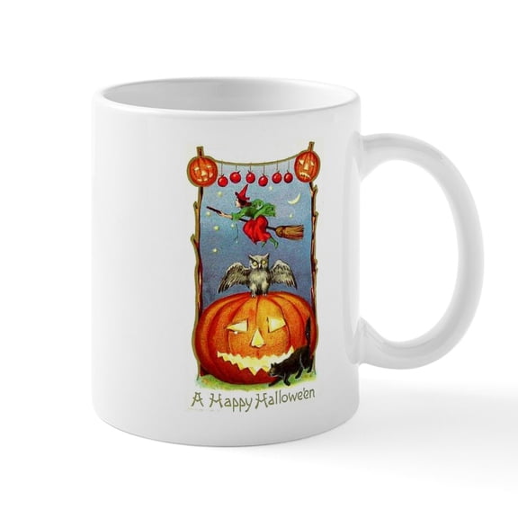 CafePress - Happy Halloween Witch Mug - 11 oz Ceramic Mug - Novelty Coffee Tea Cup