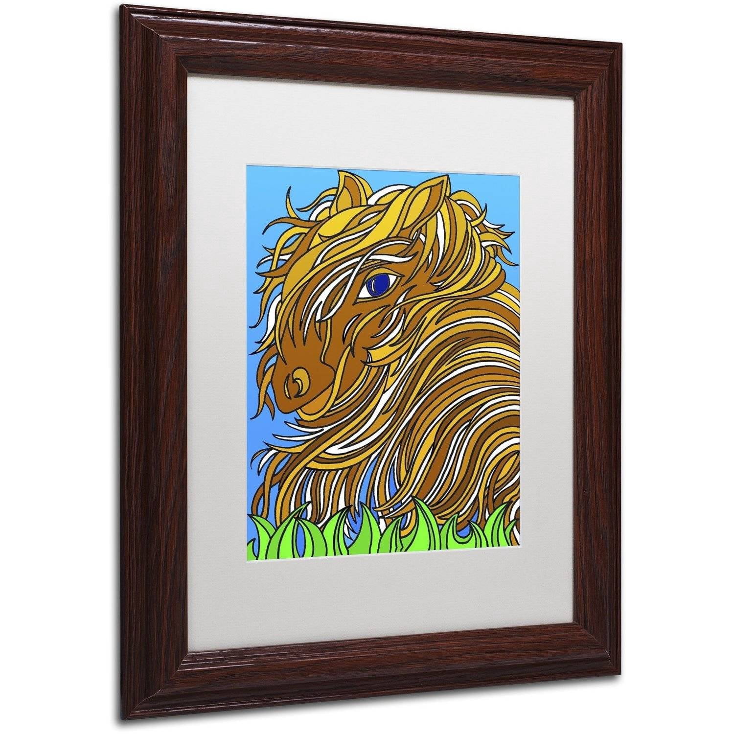 Trademark Fine Art "Harrington the Horse Alive" Canvas Art by Kathy G. Ahrens, White Matte, Wood Frame