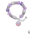 thumbnail image 2 of Delight Jewelry Silvertone Domed Multi Color RRT Purple Butterfly Bead Charm Bracelet, 7"+1" Extender, 2 of 5