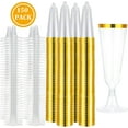 thumbnail image 2 of 150 Pcs Gold Plastic Champagne Flutes - Clear Disposable Crystal Wine Glasses for Wedding Toasting, Party Cocktail Cups, 2 of 7