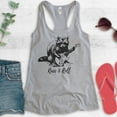 thumbnail image 2 of Racc & Roll Tank Top, Ladies Racerback Tank Top, Raccoon Tank, Funny Raccoon Graphic Tee, Clever Raccoon, Heather Gray, Medium, 2 of 3