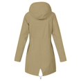 thumbnail image 5 of WTOBBY Women Solid Stripe Mid-Length Waterproof Sun Protective Outdoor Sports Rain Jacket with Single Zipper, Windproof Hooded Design,Khaki 2XL, 5 of 6