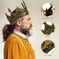 thumbnail image 3 of Foxnovo King Crown Halloween Prom King Crown Men Cosplay Performance Headdress (Random Pattern), 3 of 9