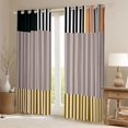 thumbnail image 2 of jejeloiu Retro Stripes Pattern Curtains Pack of 2 (42x84 Each),Abstract Geometric Curtains Blackout,Brown Yellow Line Bedroom Curtains For Kids,Microfiber Bedroom Decor, 2 of 6
