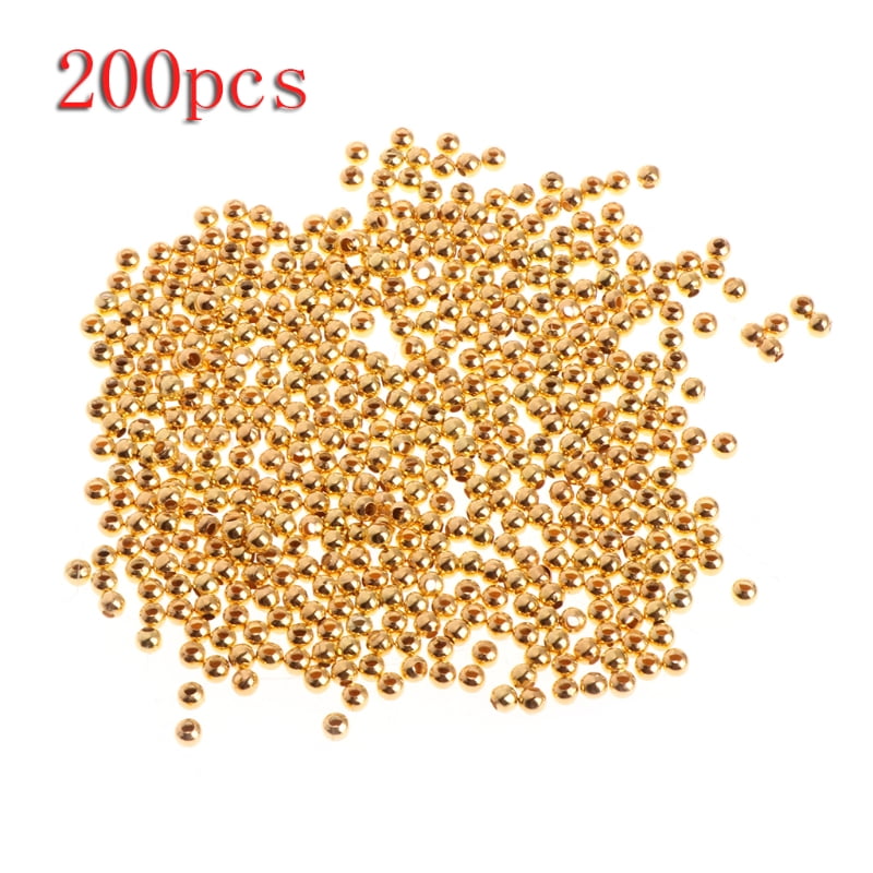 YEUHTLL 200Pcs/Set 4mm Gold Plated Ball Shape Antique Spacer Beads For Jewelry DIY