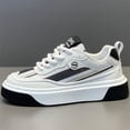 thumbnail image 4 of Men'S Low-Top Casual Sneakers - White PU Upper with Colorful Stripes, Suitable for All Seasons Outdoor, Daily Wear And Light sneakers, Stylish Sports，Breathable Fabric Lining And Cushioning PVC Sole, 4 of 9